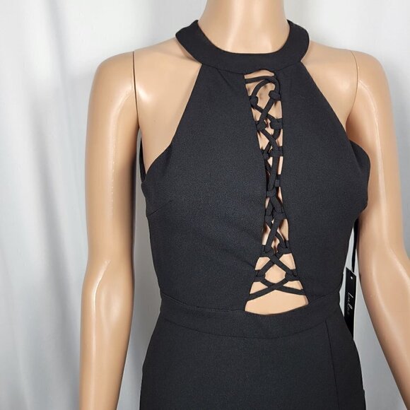 NWT Lulu's Can't Take My Eyes Off Of You Black Halter Low Back Maxi Dress Sz XS - Picture 4 of 14